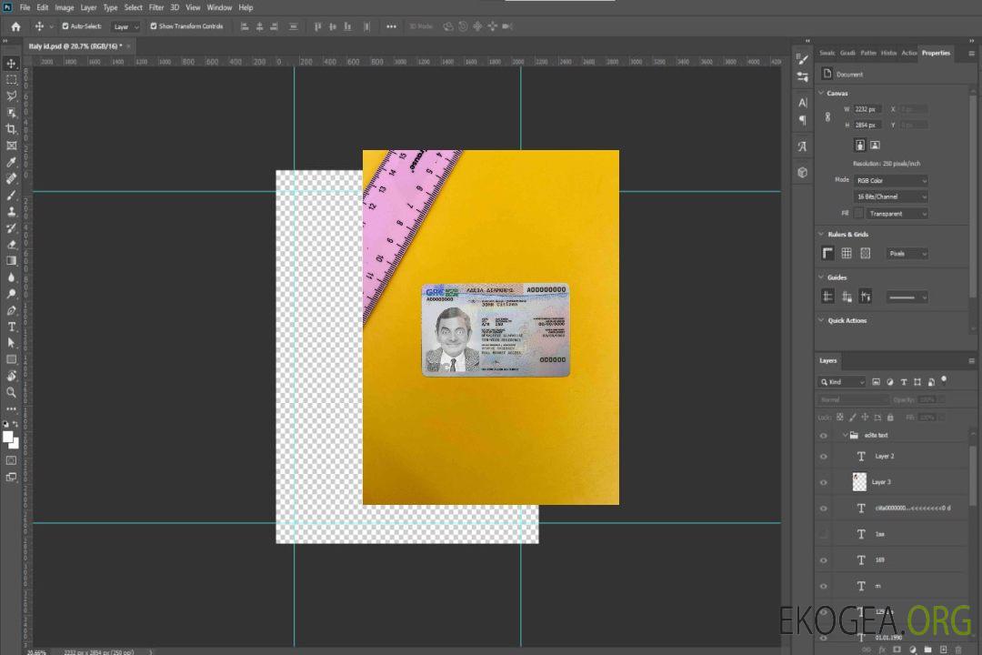 Photolook de la carte de permis de séjour en Grèce AVANT template